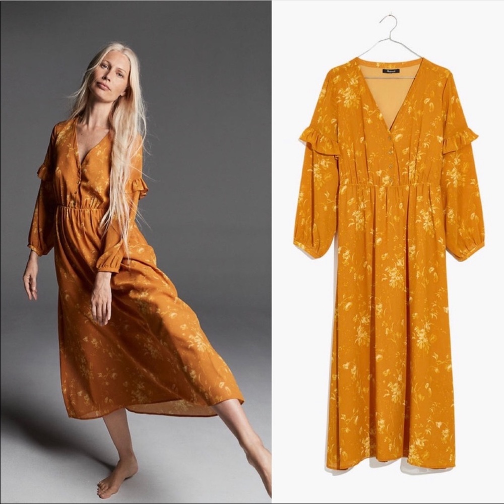 NWT Madewell Ruffle-Sleeve Button Front Dress